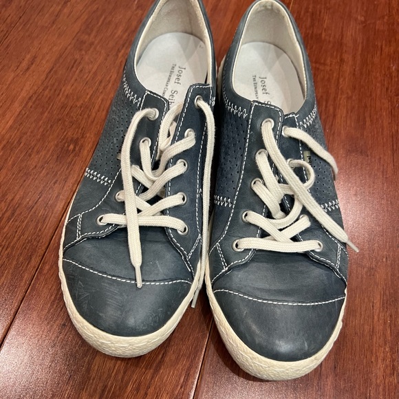 Josef Seibel Dark Blue Sneakers with Cream Laces - Picture 1 of 6